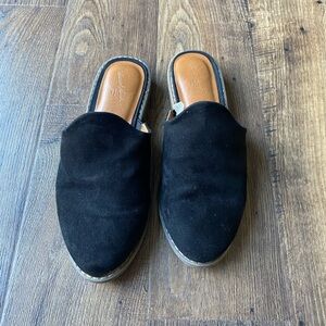 Women's Black Suede Slip-On Mules